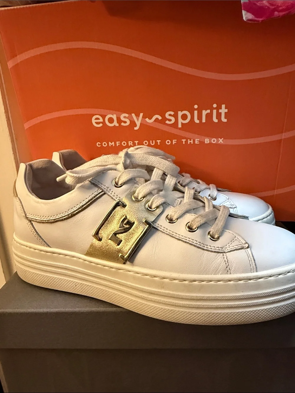 Nero Giardini White Leather Sneakers with Gold Accent